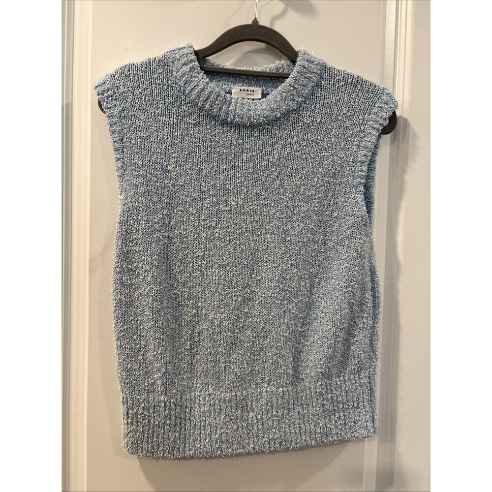 Akris Sleeveless Sweater Sz S Blue White